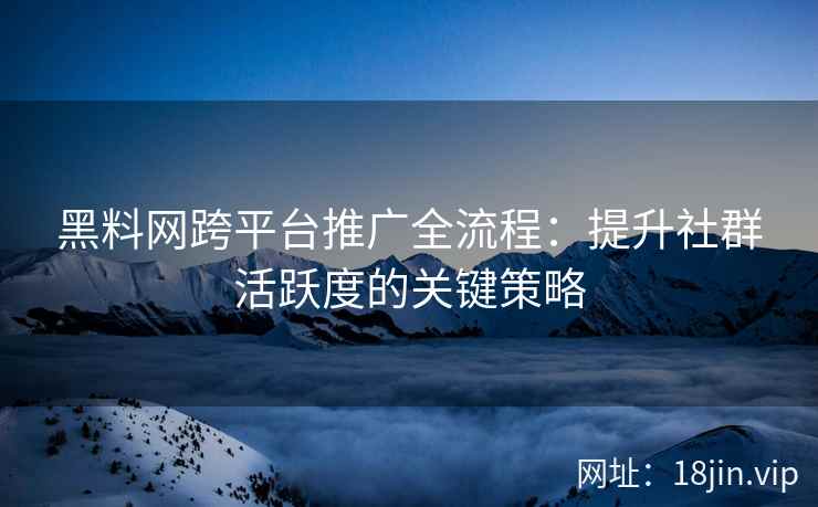 黑料网跨平台推广全流程：提升社群活跃度的关键策略