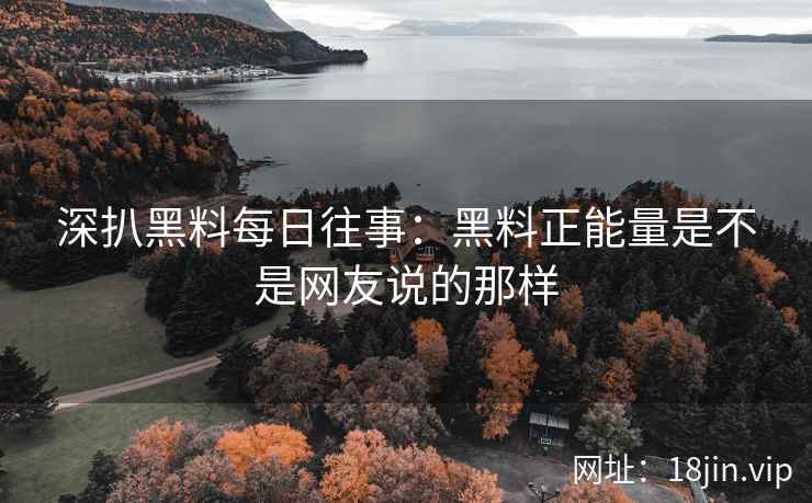 深扒黑料每日往事：黑料正能量是不是网友说的那样