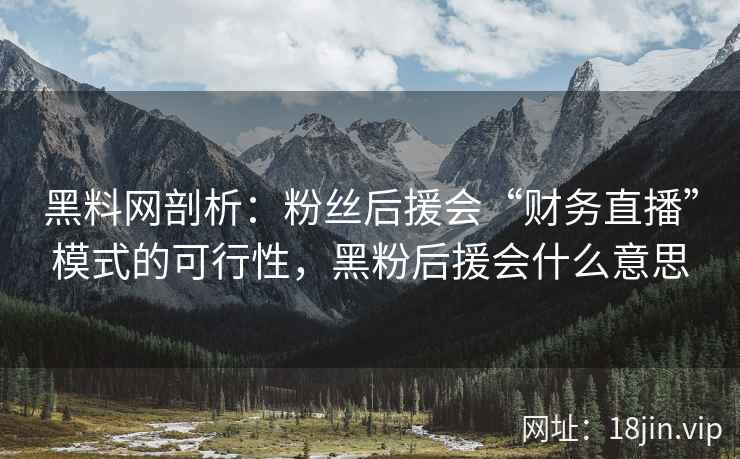 黑料网剖析：粉丝后援会“财务直播”模式的可行性，黑粉后援会什么意思